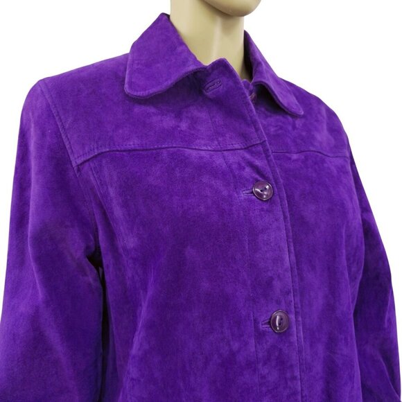 Terry Lewis Purple Genuine Leather Jacket Classic Luxuries Womens Coat With Extr - Picture 1 of 11